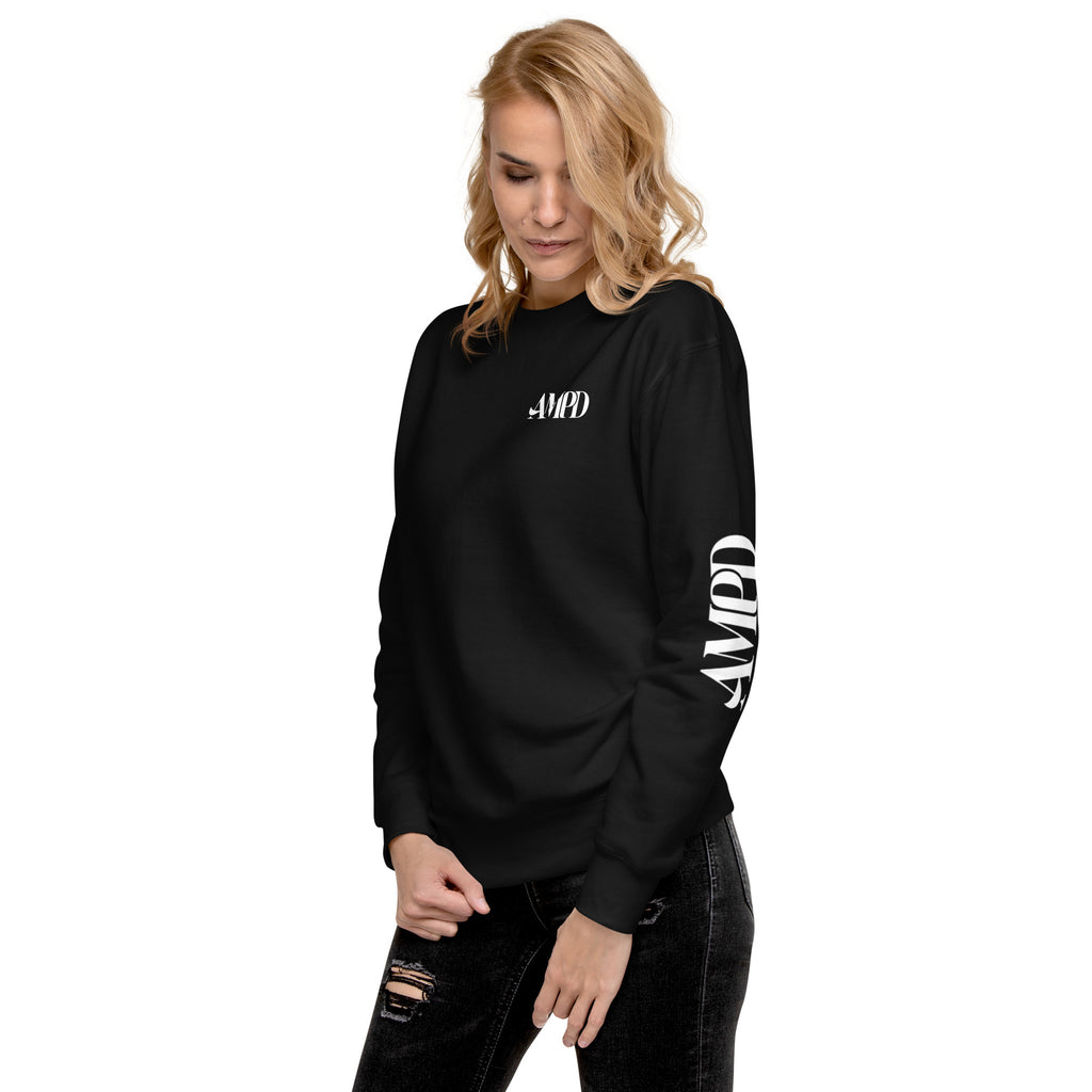 AMPD Official Premium Sweatshirt in black with logo on the chest and sleeve, perfect for casual wear
