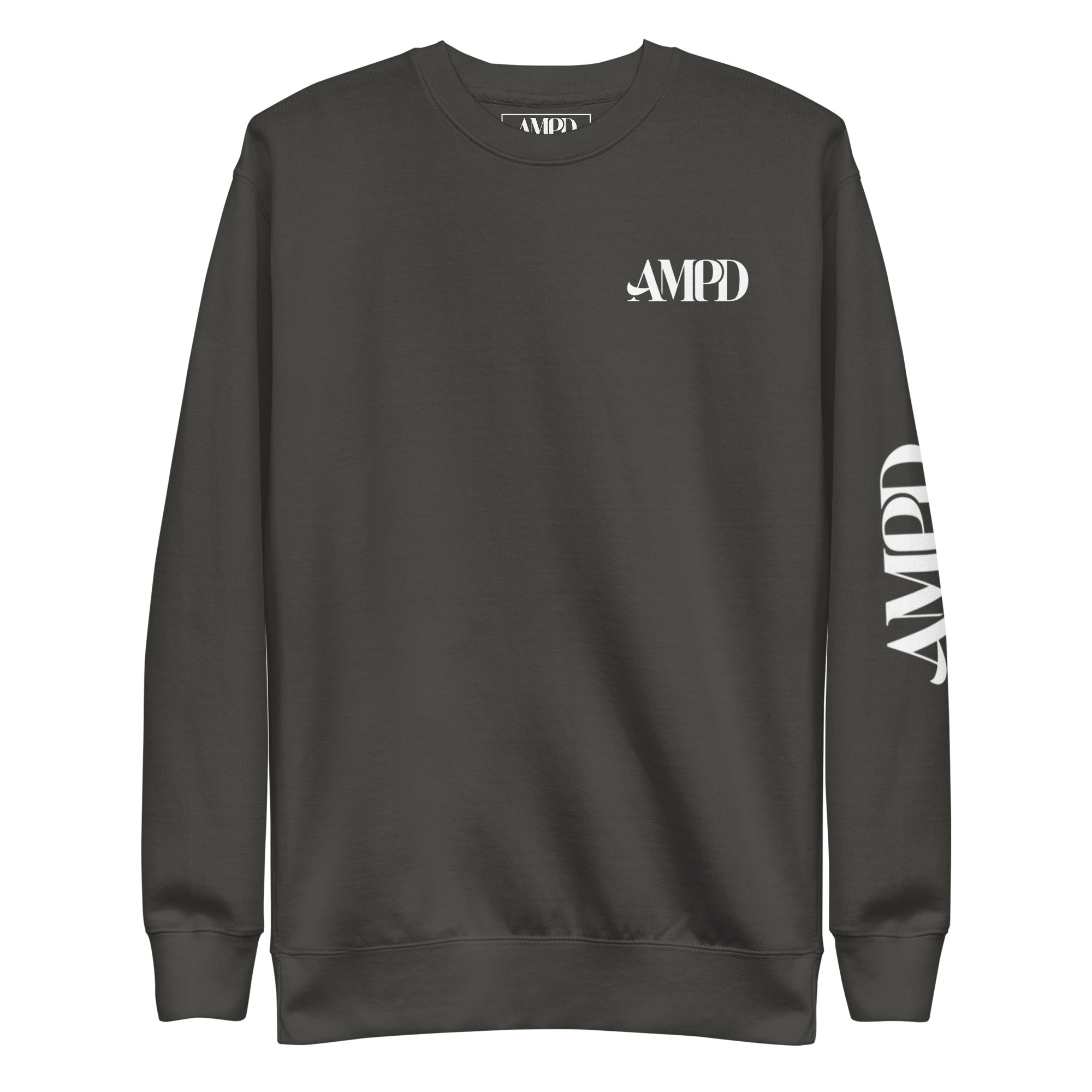 AMPD Official Premium Sweatshirt in Dark Gray with Logo on Chest and Sleeve