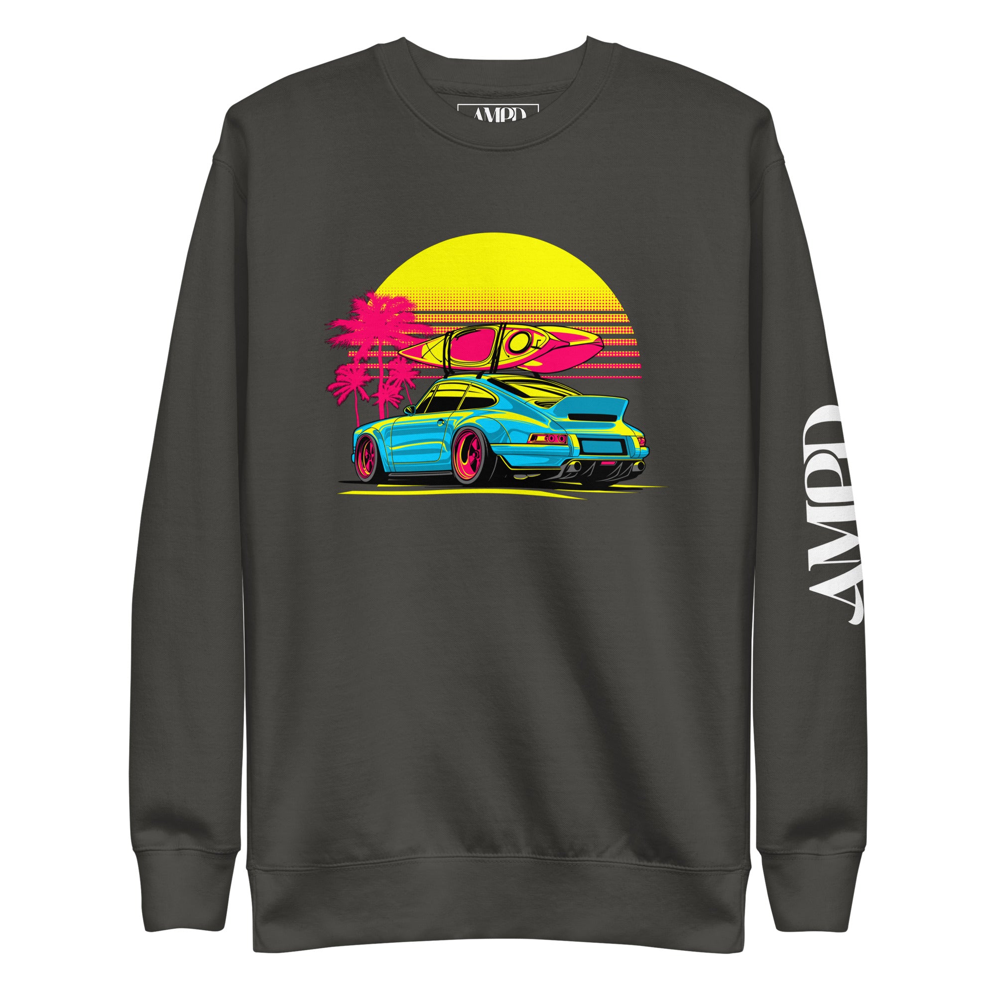 Porsche Sunset Sports Car Graphic Sweatshirt Golden Hour featuring vibrant design and relaxed fit