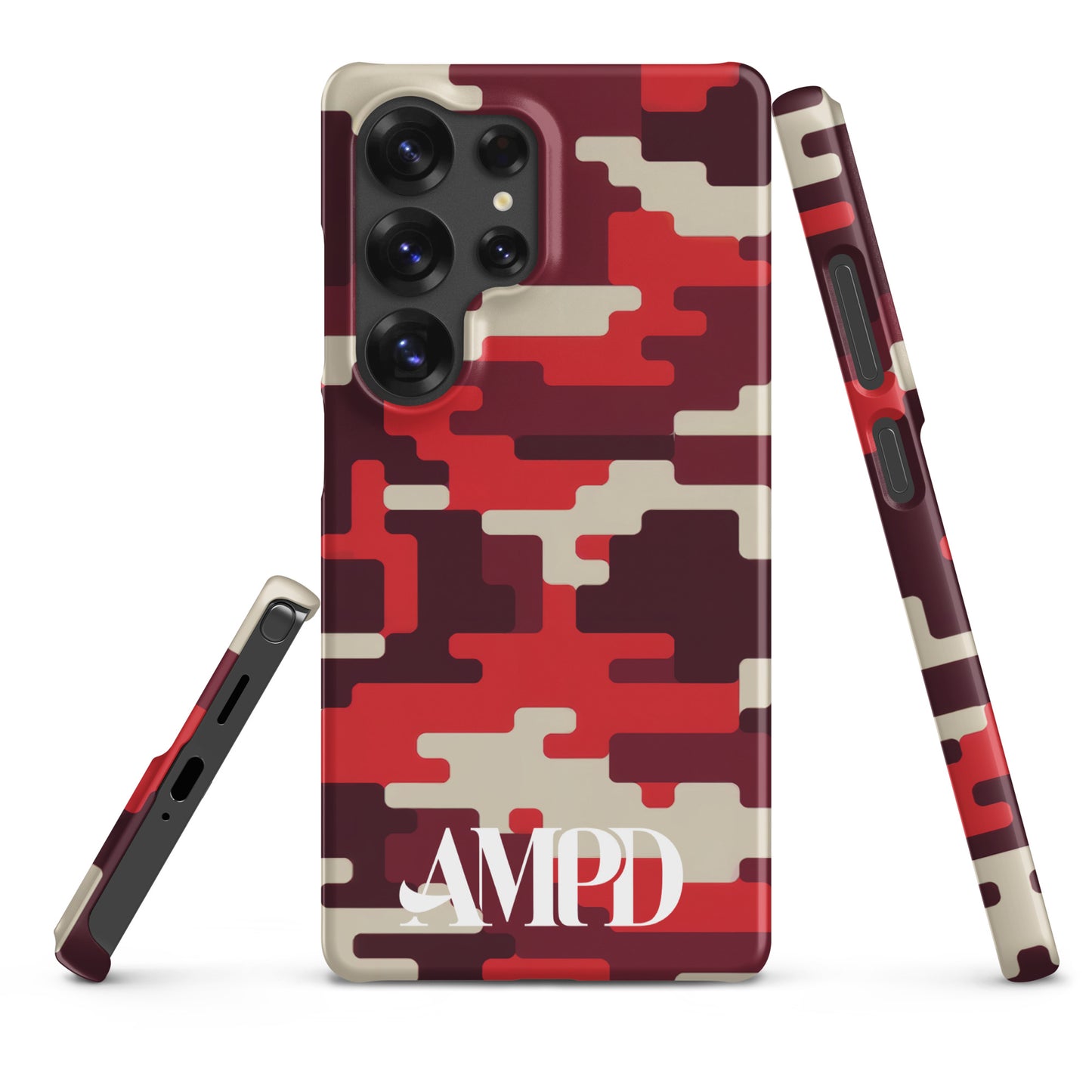 AMPD Red Digital Camo Snap case for Samsung Galaxy S25® featuring stylish design and durable protection