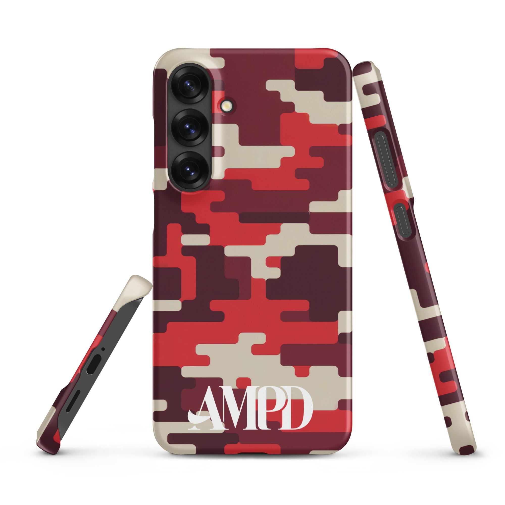 AMPD Red Digital Camo Snap case for Samsung Galaxy S25® offers stylish protection with a unique design