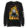 Retro Classic Jason Sweatshirt | AMPD featuring pixel art of a character surrounded by flames