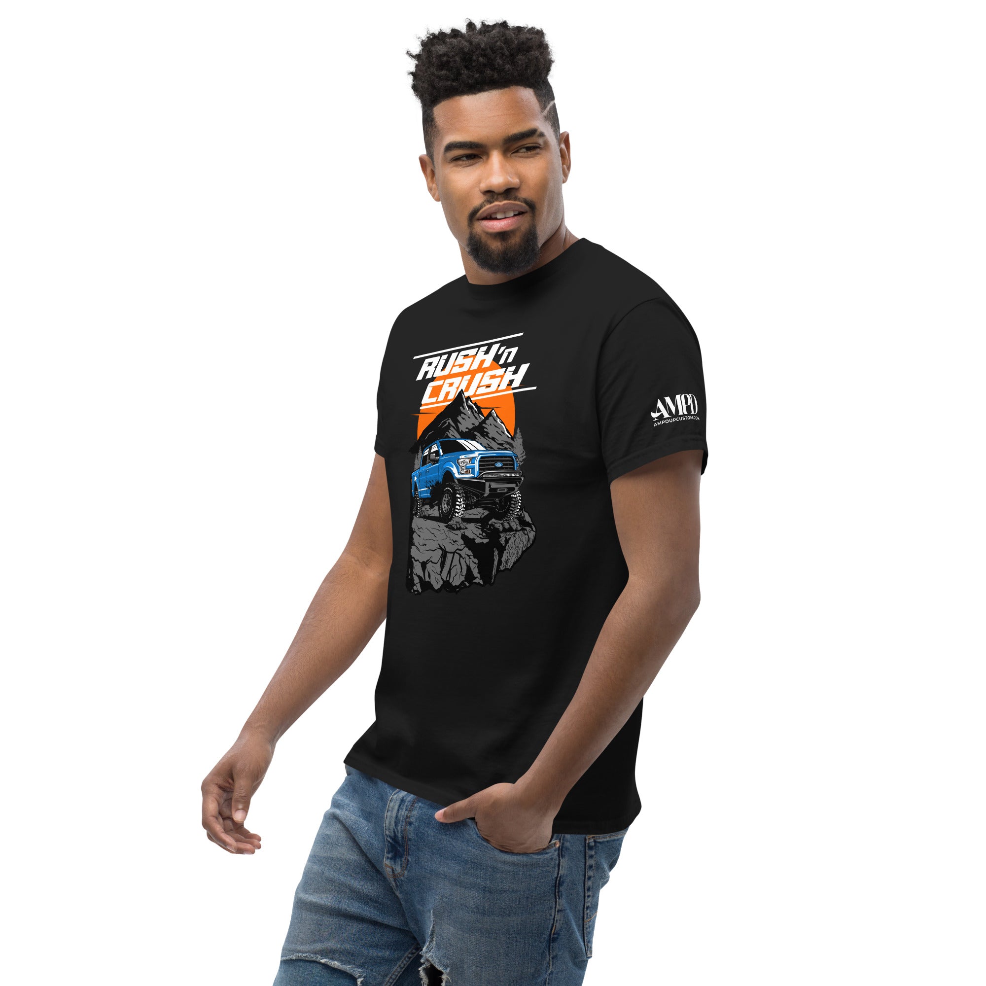 Rush n Crush Off-Road T-Shirt | AMPD featuring a bold graphic design of an off-road vehicle