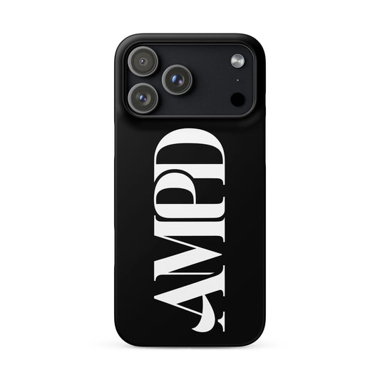 AMPD Snap case for iPhone 17® in sleek black design with a bold logo