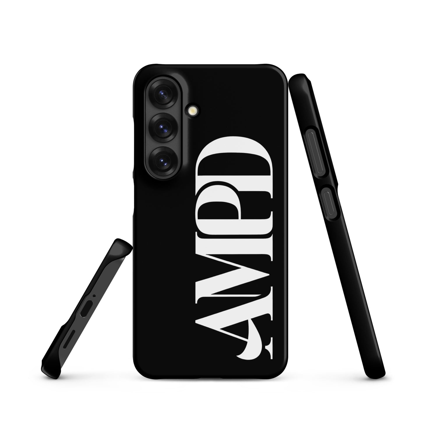 AMPD Snap case for Samsung Galaxy S25® in sleek black with bold logo design