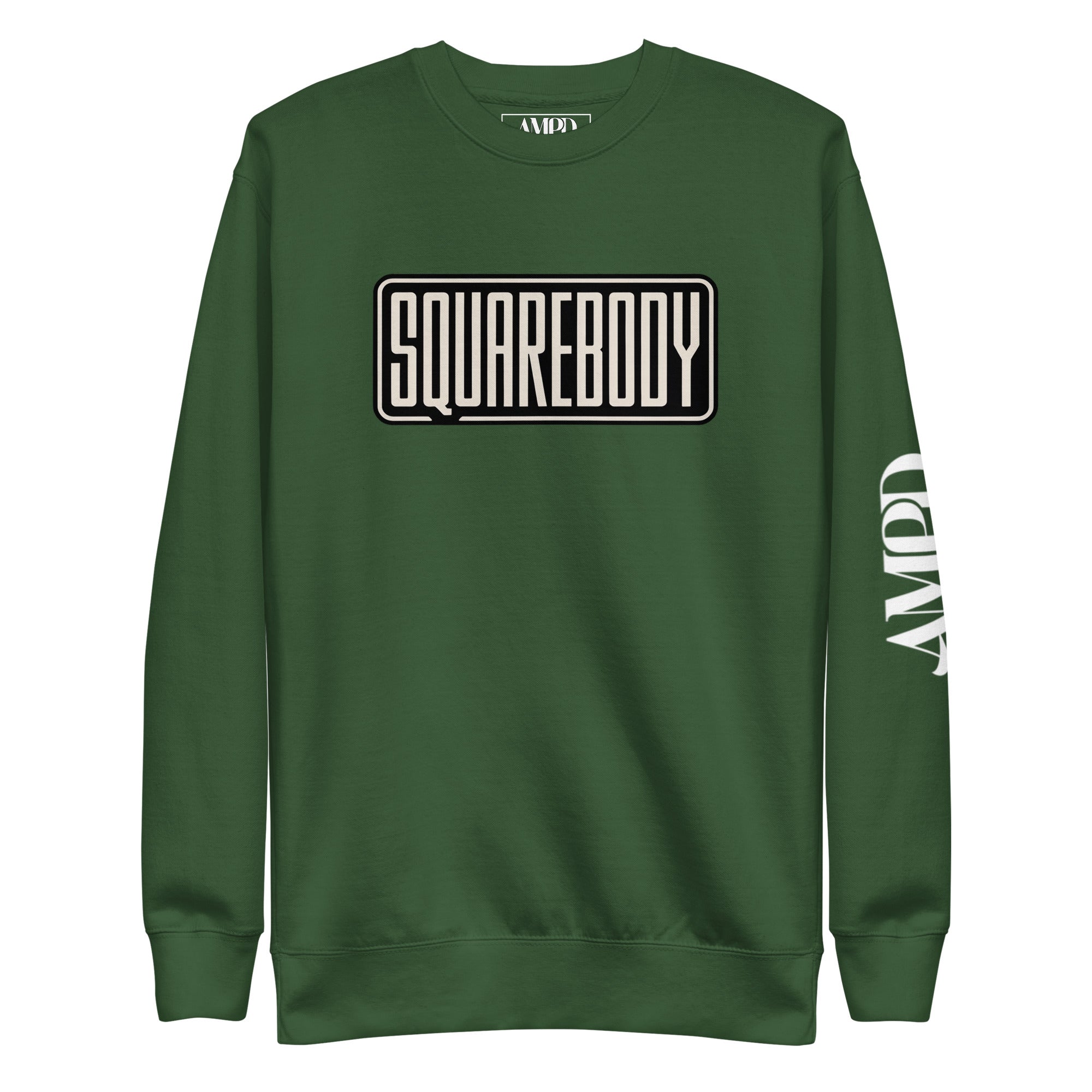 Green Amp'd Up Custom Squarebody Graphic Sweatshirt | AMPD featuring bold logo design