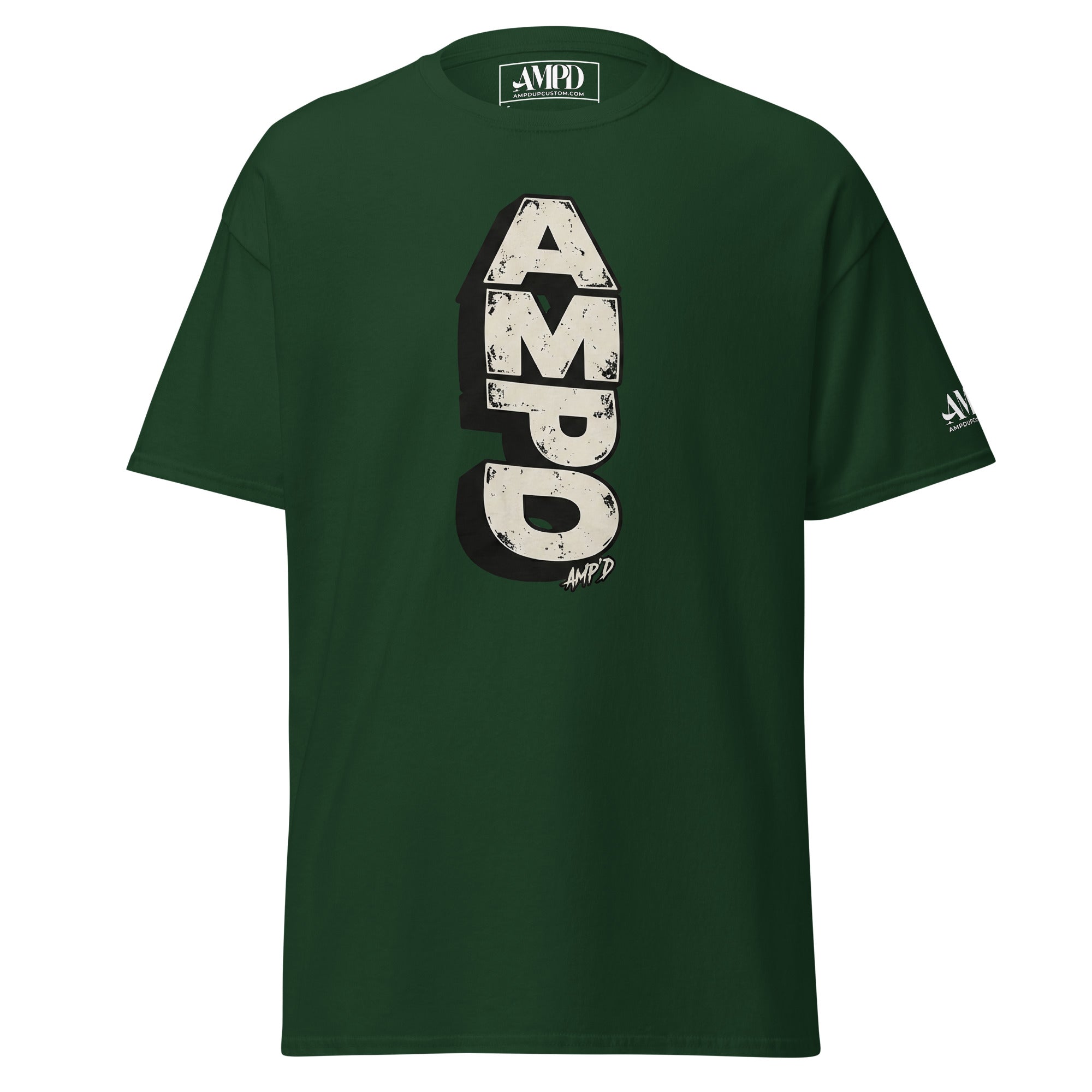 Stacked AMPD Logo T-Shirt in green with a bold graphic design for stylish casual wear