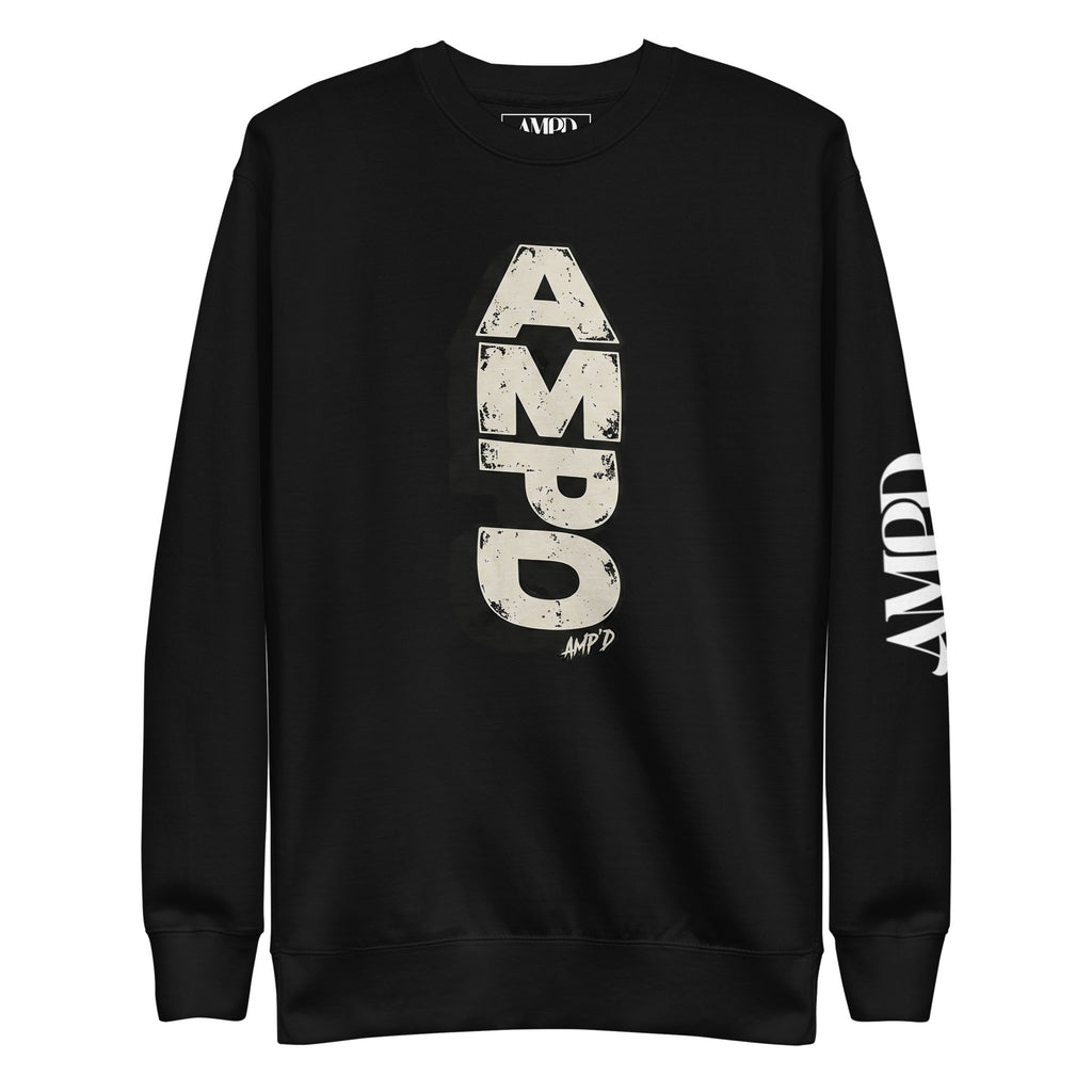 Stacked AMPD Logo Sweatshirt in Black with Bold Printed Design and Comfortable Fit