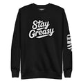 Amp'd Up Custom Stay Greasy Shop Life Sweatshirt in black with stylish logo design