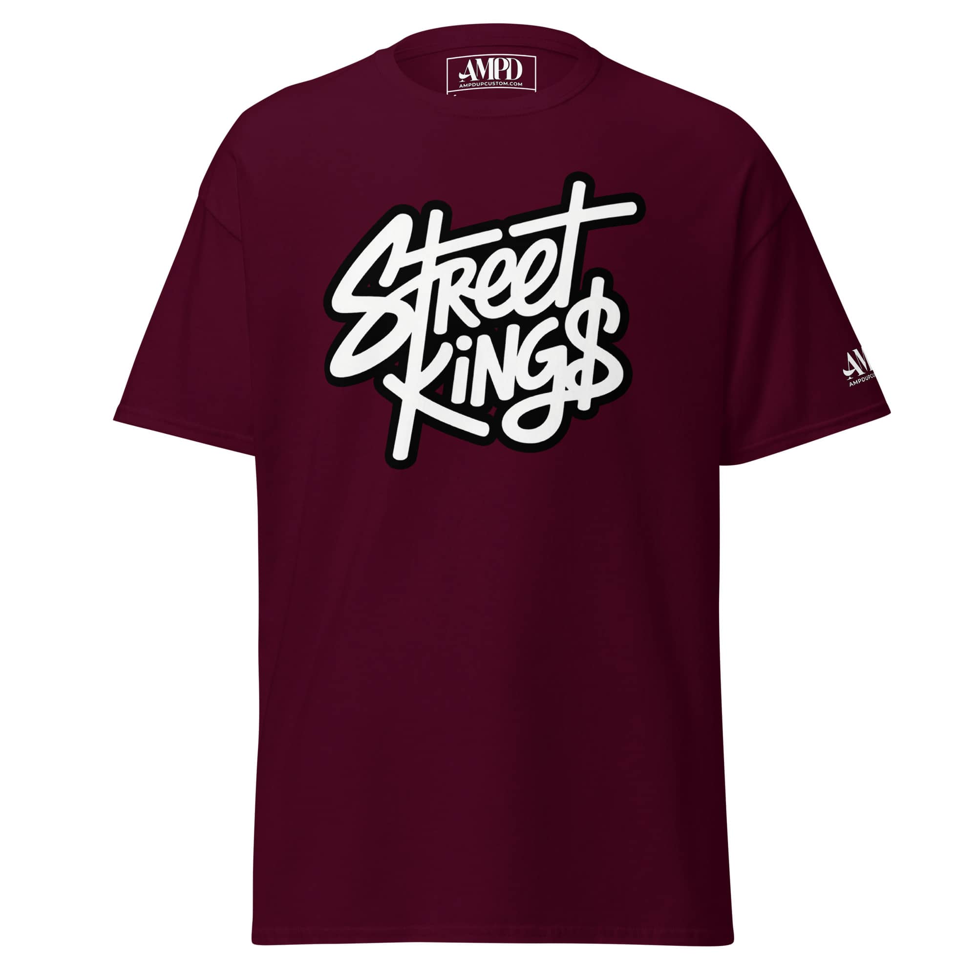 Burgundy Street Kings T-Shirt | AMPD with bold graphic design for casual streetwear