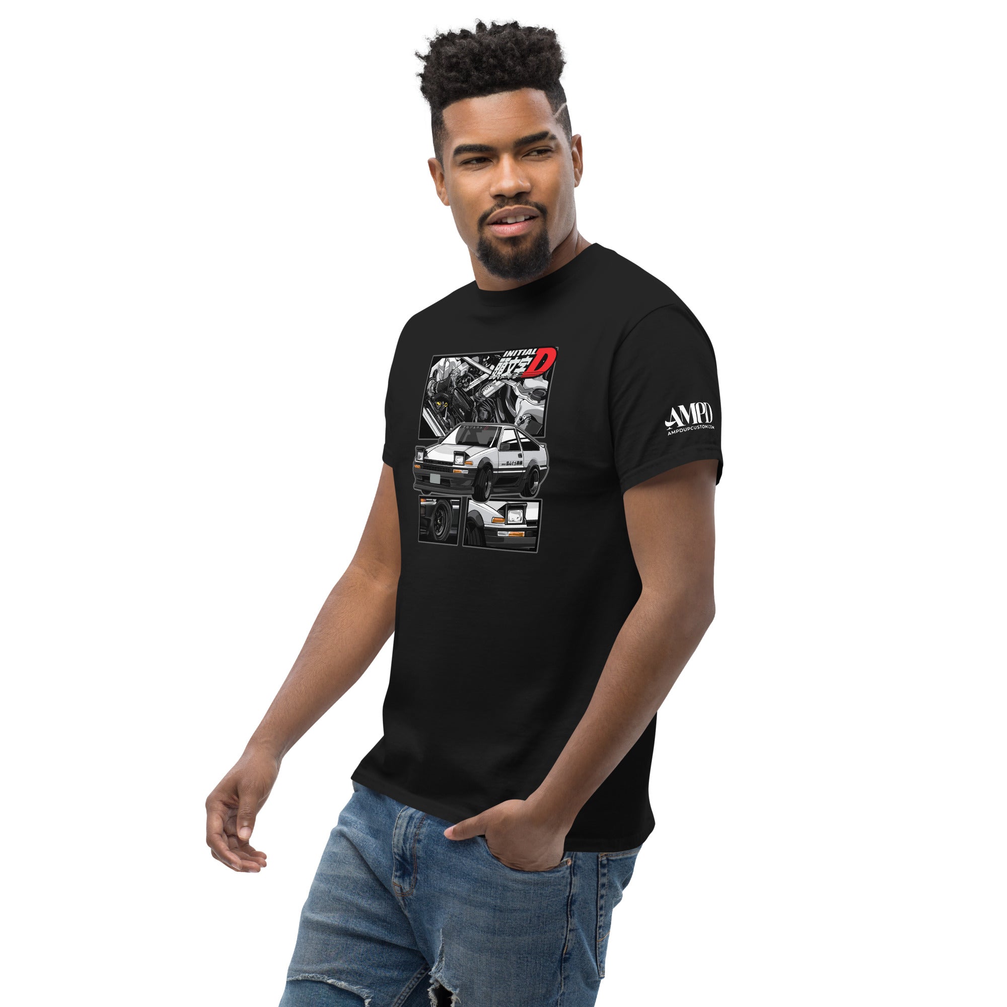 Toyota Trueno AE86 Initial D Project D T-Shirt by Amp'd Up Custom, featuring a stylish graphic design