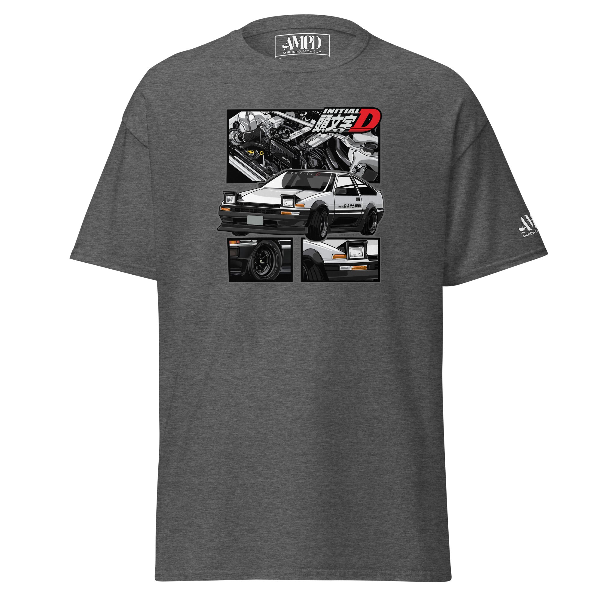 Toyota Trueno AE86 Initial D Project D T-Shirt | AMPD featuring stylish graphic design of the iconic car