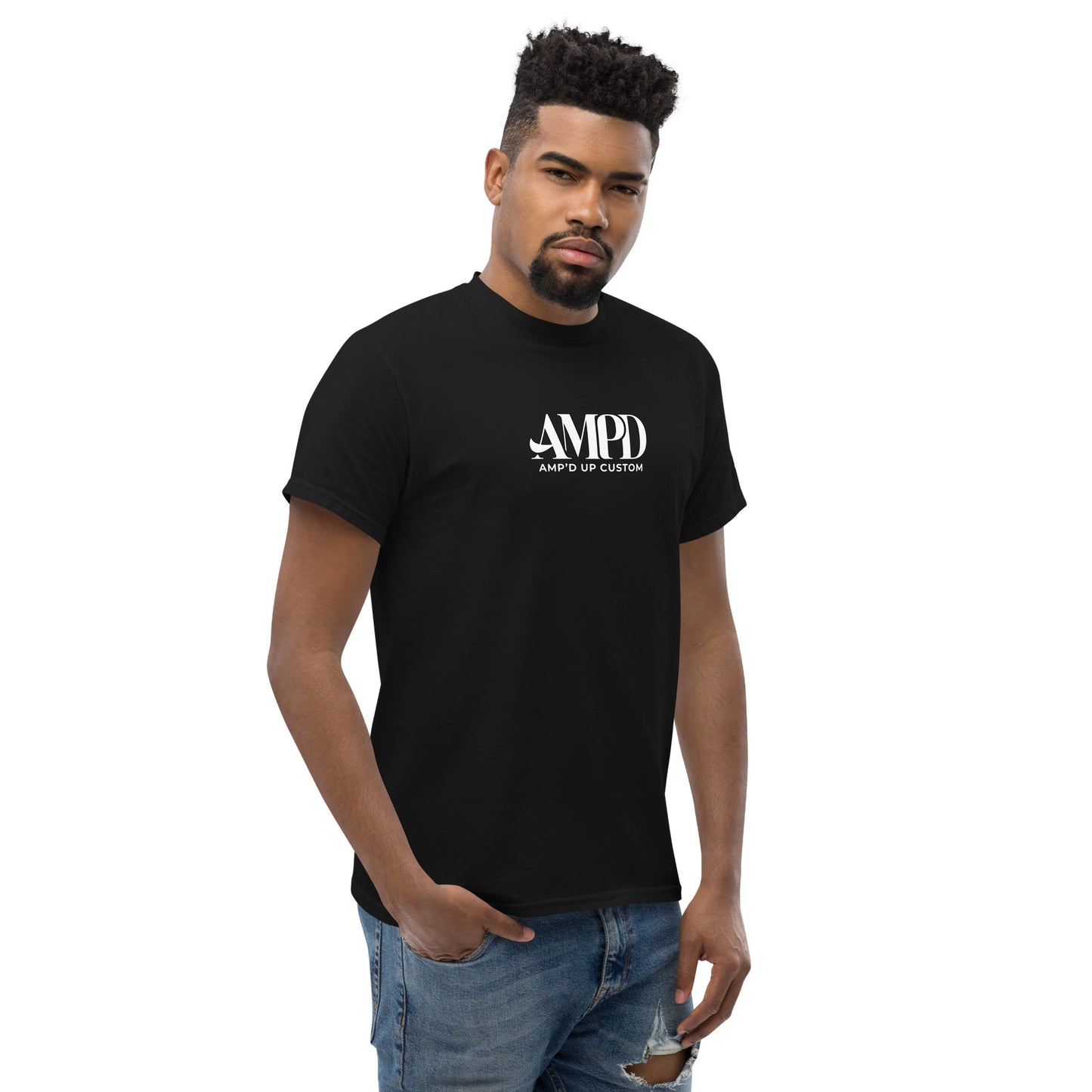Amp'd Up 2026 logo T-Shirt in black featuring a modern graphic design for casual wear