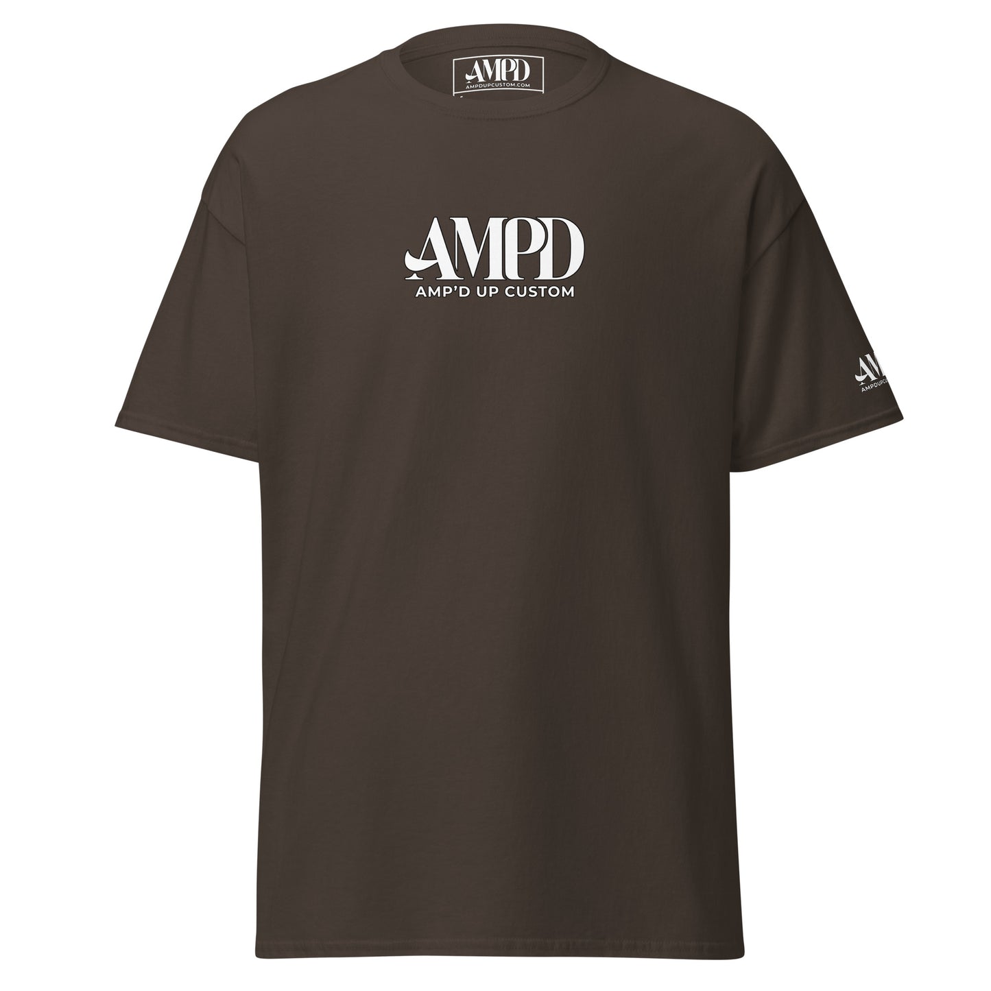 Amp'd Up 2026 logo T-Shirt in dark brown featuring a stylish front design