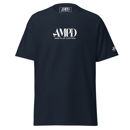 Navy Amp'd Up 2026 logo T-Shirt with a stylish front design by Amp'd Up Custom