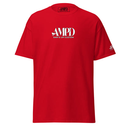 Amp'd Up 2026 logo T-Shirt in vibrant red featuring the Amp'd Up Custom brand design