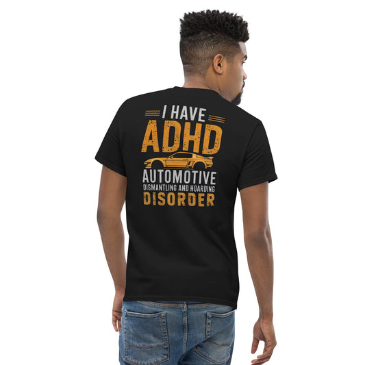 Black Amp'd Up Custom T-shirt featuring ADHD T-Shirt Graphic on Back with bold lettering