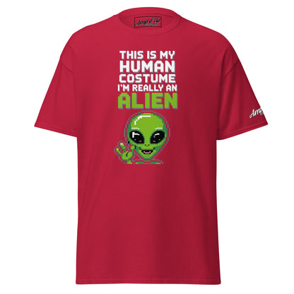 Red Alien T-Shirt by Amp'd Up Custom with pixel art alien and funny sci-fi text
