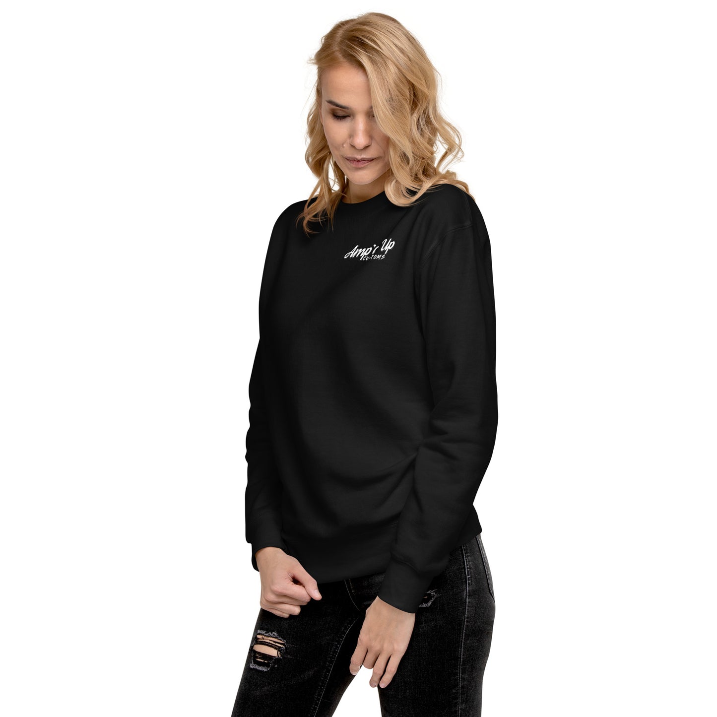 Amp'd Up Custom Alignment PLUG Sweatshirt with back illustration design, perfect for casual wear