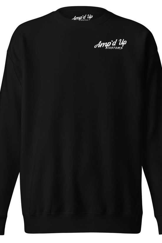 Black Amp'd Up Custom Alignment PLUG Sweatshirt with back illustration design