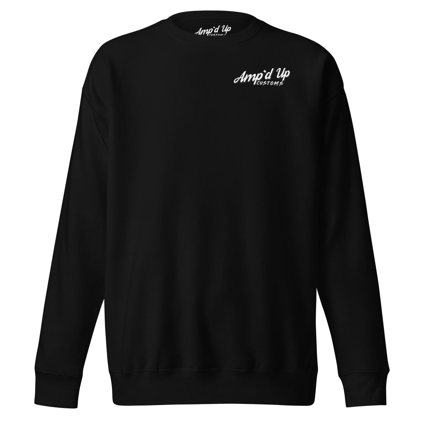 Black Amp'd Up Custom Alignment PLUG Sweatshirt with back illustration design