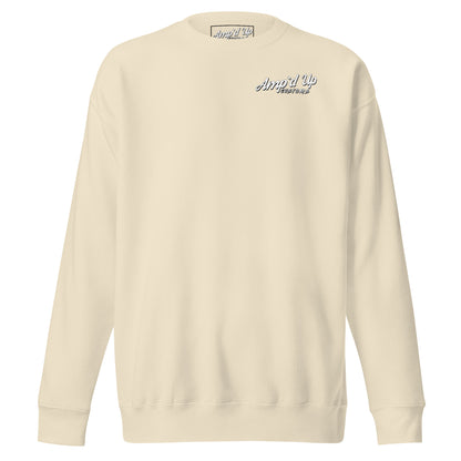 Amp'd Up Custom Alignment PLUG Sweatshirt with stylish back illustration in soft cream color