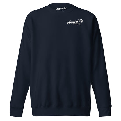 Amp'd Up Custom Alignment PLUG Sweatshirt with back illustration in navy blue