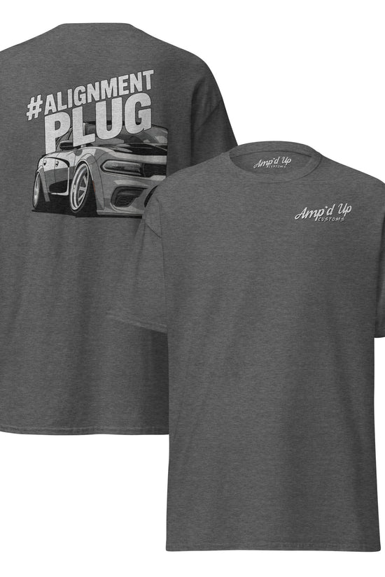 Alignment PLUG T-Shirt with Back Illustration featuring a sleek car design from Amp'd Up Custom
