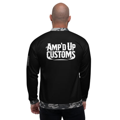 Amp'd Up Custom Bomber Jacket featuring a bold logo on the back and a stylish design