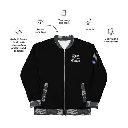 Amp'd Up Custom Bomber Jacket featuring anti-pill fleece and unisex fit with two self-fabric pockets