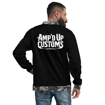 Amp'd Up Custom Bomber Jacket featuring a stylish design and logo on the back for a trendy look