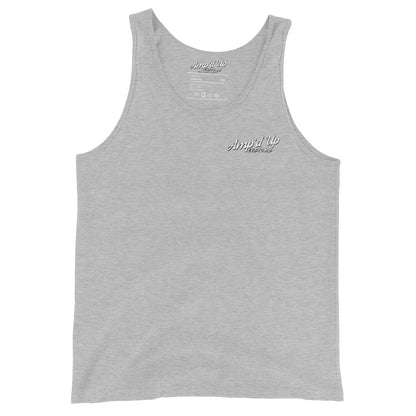 Gray Amp'd Up Custom Classic Tank Top with small logo on chest in comfortable sleeveless design