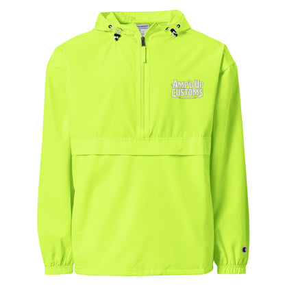 Amp'd Up Custom Embroidered Champion Packable Jacket in vibrant neon yellow with a comfortable design