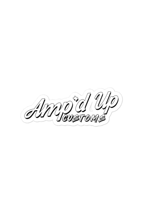 Amp'd Up Custom Sticker in a stylish cursive font, perfect for personalizing items