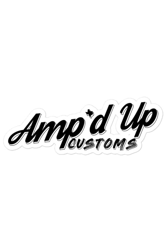 Amp'd Up Custom Sticker featuring a stylish black and white design for personalized use