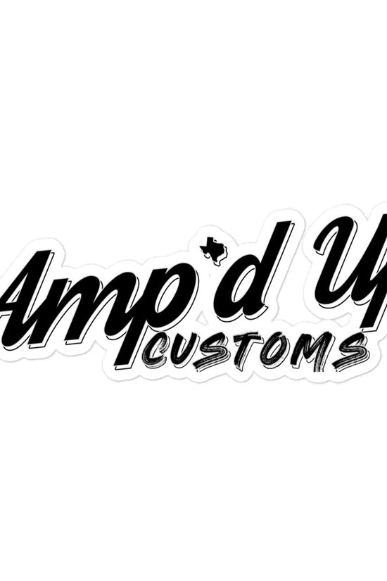 Amp'd Up Custom Sticker with Stylish Black and White Design for Personalizing Gear