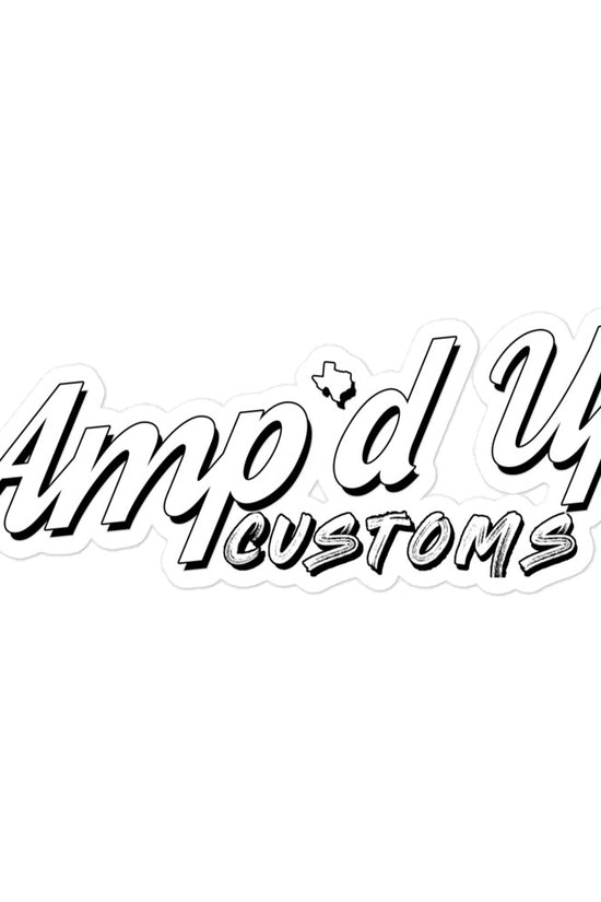 Amp'd Up Custom Sticker in Black and White with Stylish Font Design for Personal or Promotional Use