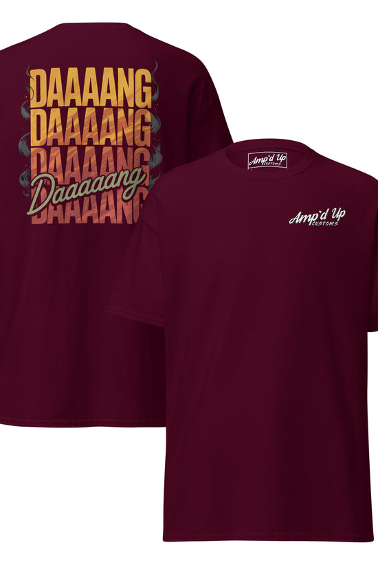 Amp'd Up Custom DANG T-Shirt with vibrant back illustration featuring playful text design