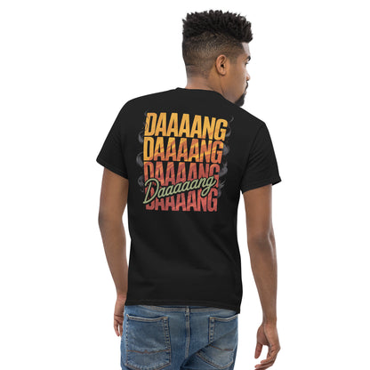 Amp'd Up Custom DANG T-Shirt with colorful back illustration featuring the word DAAANG