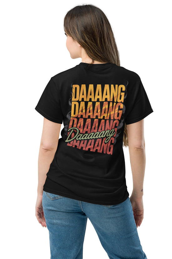 DANG T-Shirt featuring colorful back illustration with fun text in a stylish design