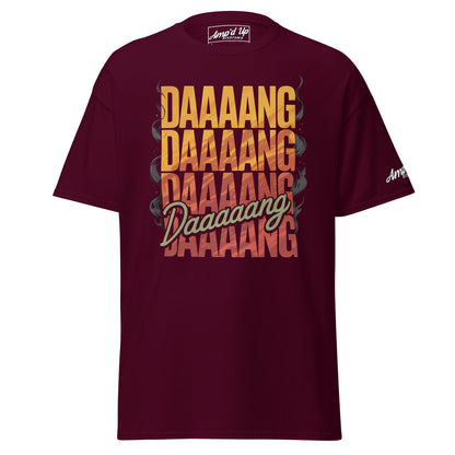 Amp'd Up Custom DANG T-Shirt in Maroon with Bold Graphic Text Design
