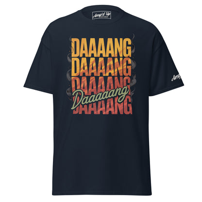 Amp'd Up Custom DANG T-Shirt in navy with bold printed text for a fun casual style