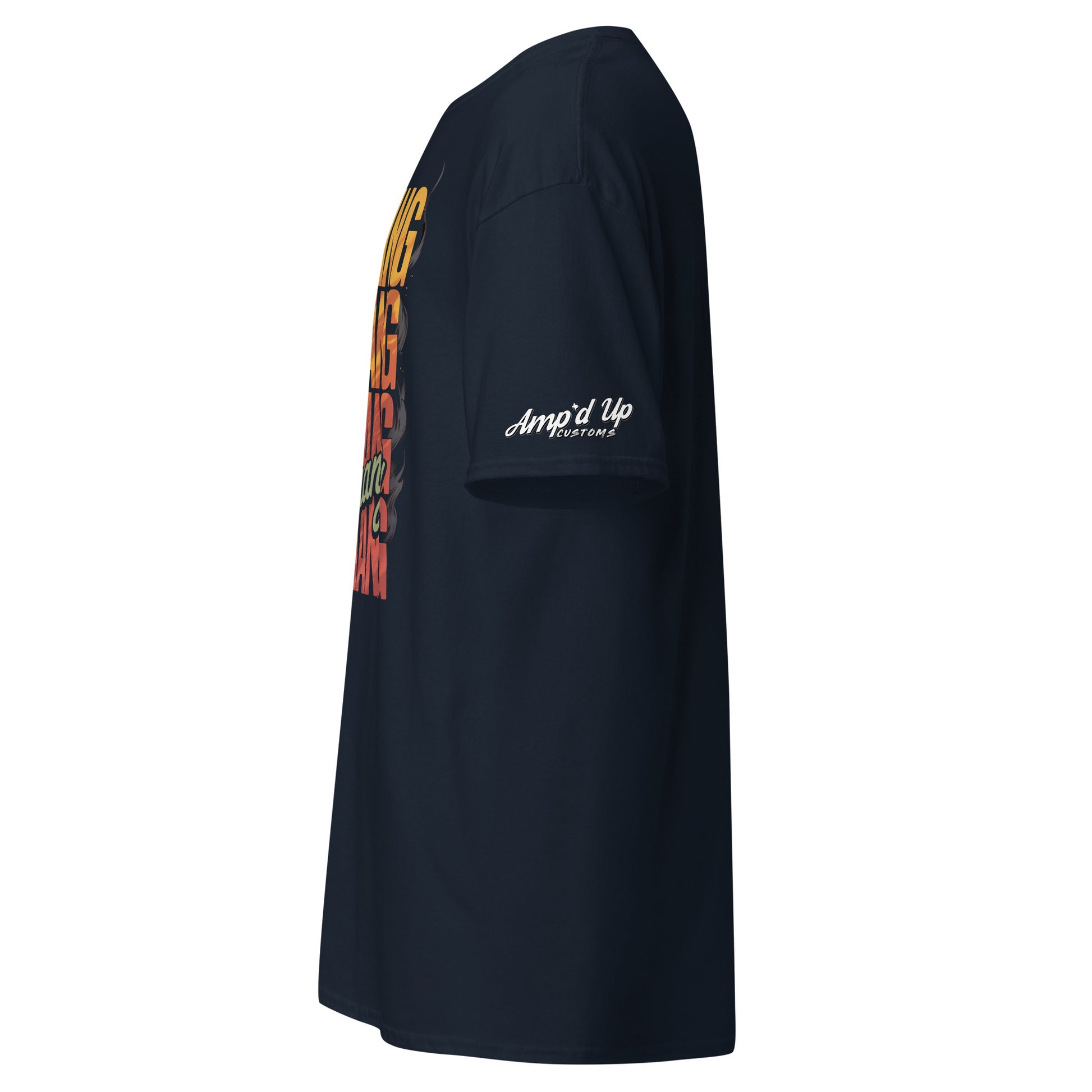 DANG T-Shirt in navy blue from Amp'd Up Custom with colorful graphic design