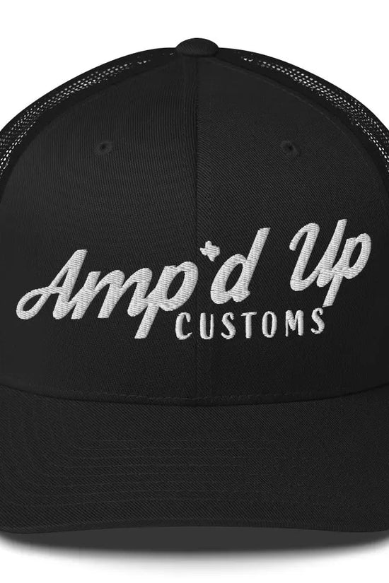 Amp'd Up Embroidered Trucker Cap in Black with Stylish Design and Comfortable Fit