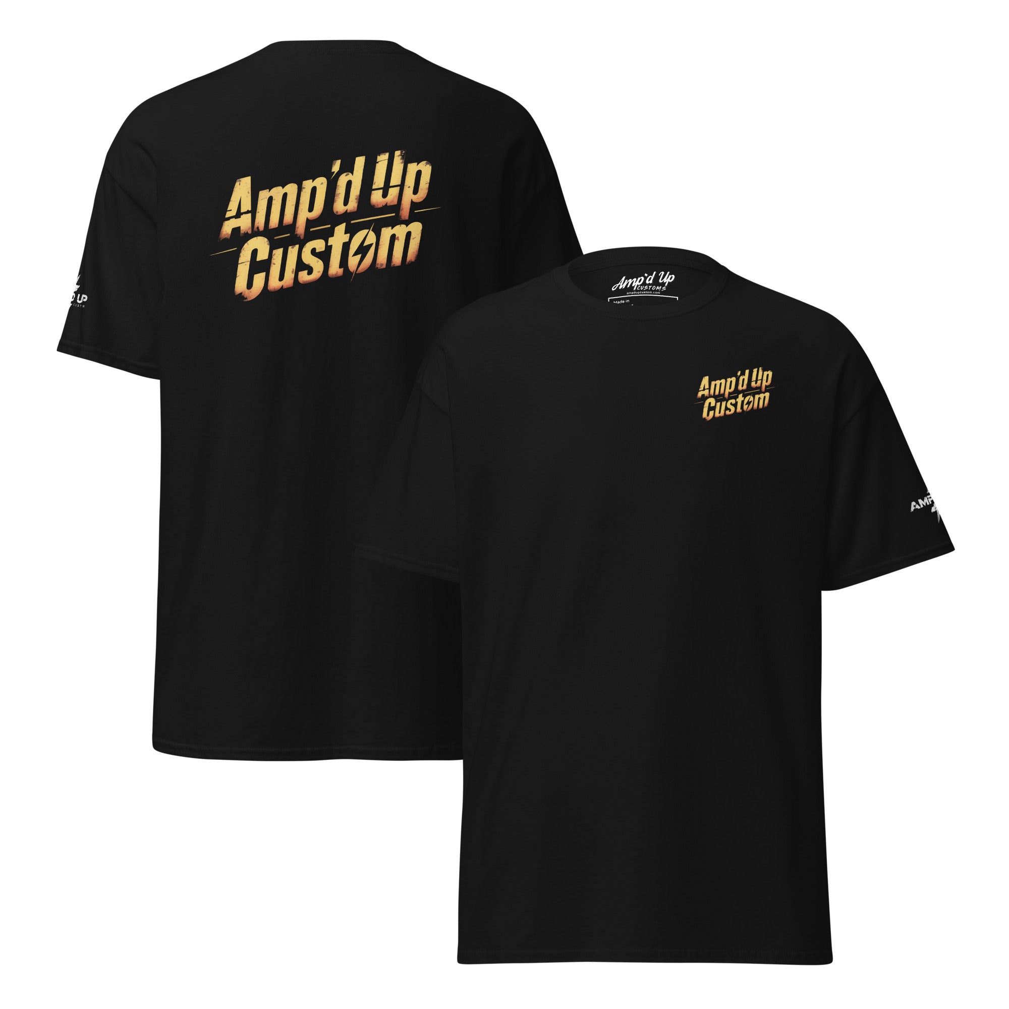Amp'd Up Fallout Series Inspired T-Shirt w/ graphic on the back in black with logo on the front
