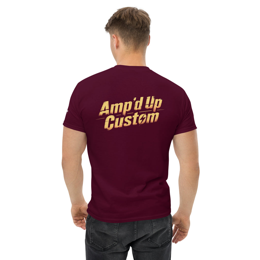 Maroon Amp'd Up Fallout Series Inspired T-Shirt w/ graphic on the back for casual wear
