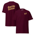 Amp'd Up Fallout Series Inspired T-Shirt with graphic on the back in burgundy color