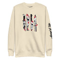 Amp'd Up Custom Horror Movie Classic Knives Sweatshirt with iconic horror knife designs on cream fabric