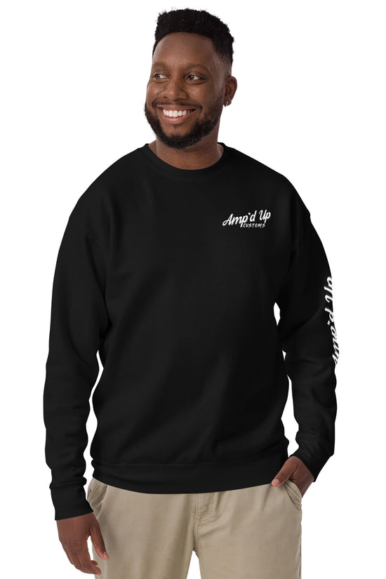 Amp'd Up Custom King of the Garage Sweatshirt featuring a stylish back illustration in black