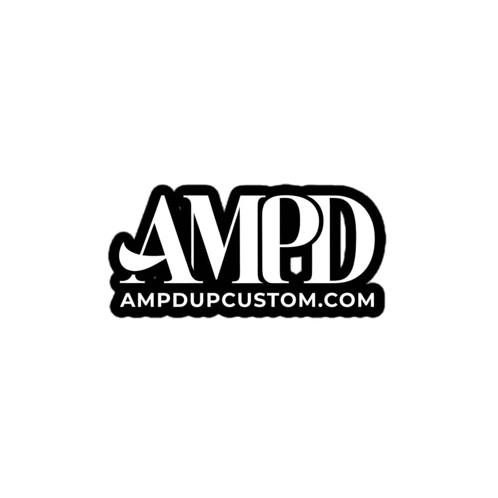 Amp'd Up Logo 2026 Bubble-free stickers featuring a bold black design for customization